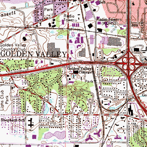 Topographic Map of Golden Valley College, MN