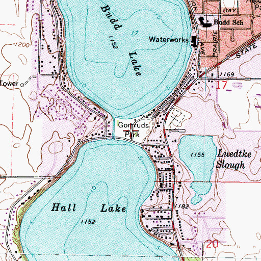 Topographic Map of Gomruds Park, MN