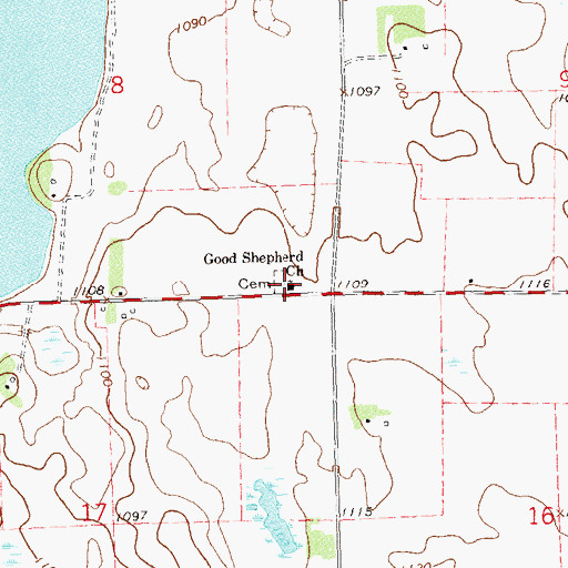 Topographic Map of Good Shepherd Church, MN