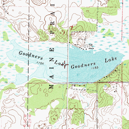 Topographic Map of Goodners Lake, MN
