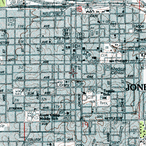 Topographic Map of First Christian Church, AR