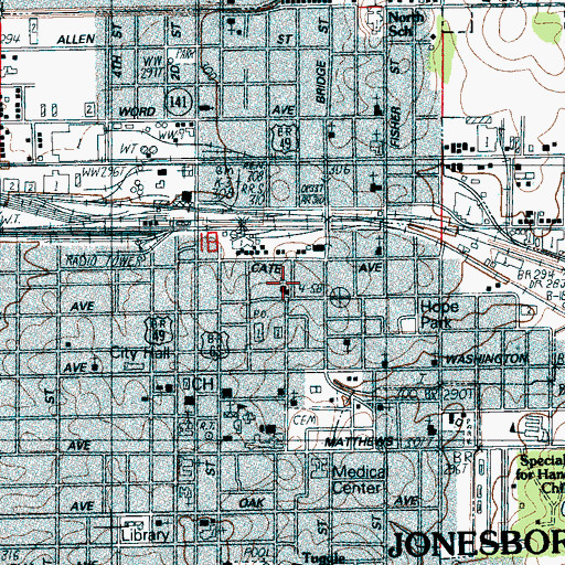 Topographic Map of First Nazarene Church, AR