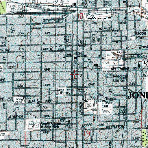 Topographic Map of First United Methodist Church, AR