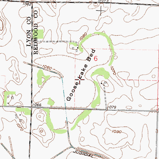 Topographic Map of Goose Lake Bed, MN