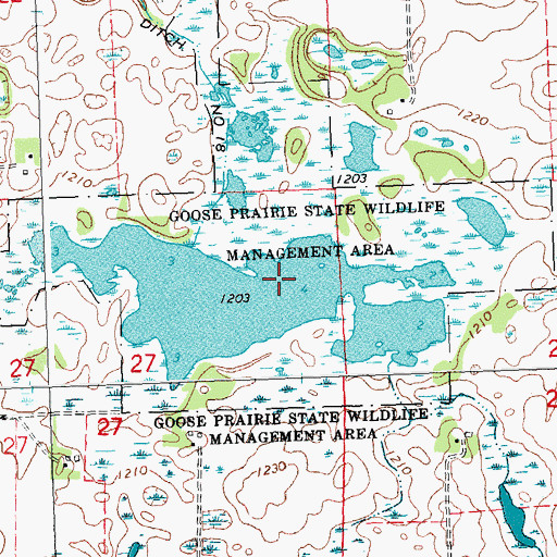 Topographic Map of Goose Prairie State Wildlife Management Area, MN