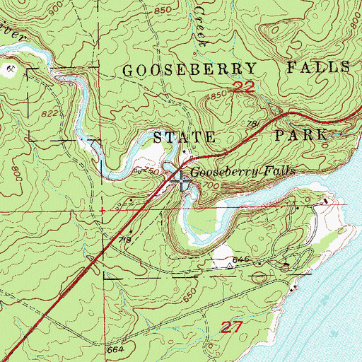 Topographic Map of Gooseberry Falls, MN
