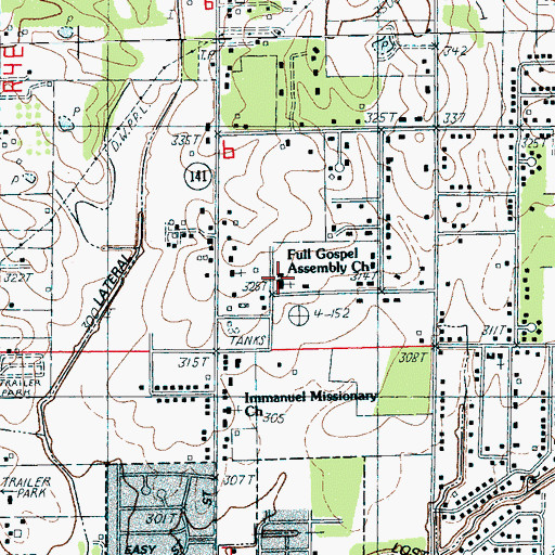 Topographic Map of Full Gospel Assembly Church, AR