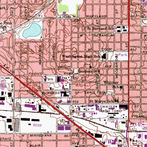 Topographic Map of Gorman School, MN