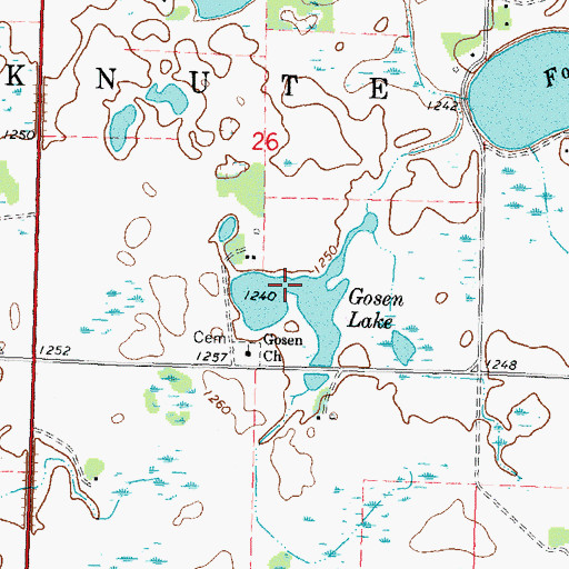 Topographic Map of Gosen Lake, MN