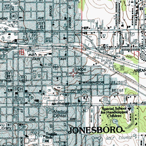 Topographic Map of Hope Park, AR