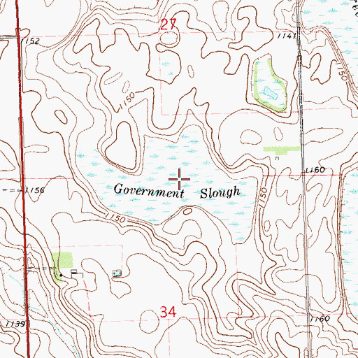 Topographic Map of Government Slough, MN