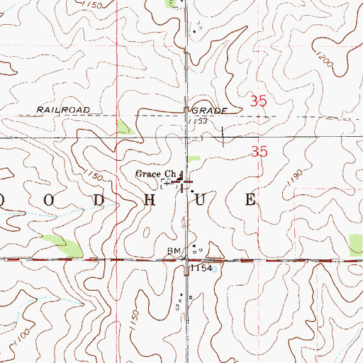 Topographic Map of Grace Church, MN