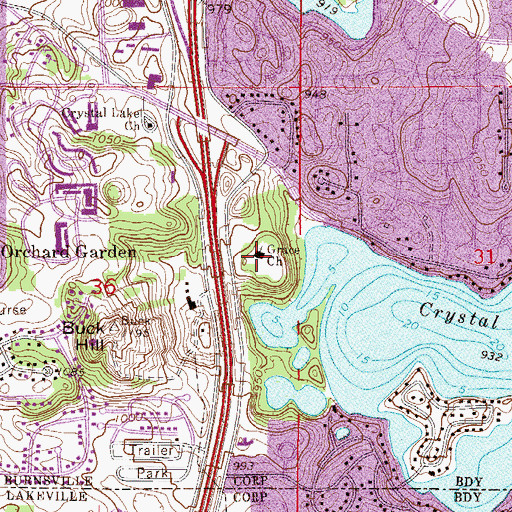 Topographic Map of Grace Church, MN