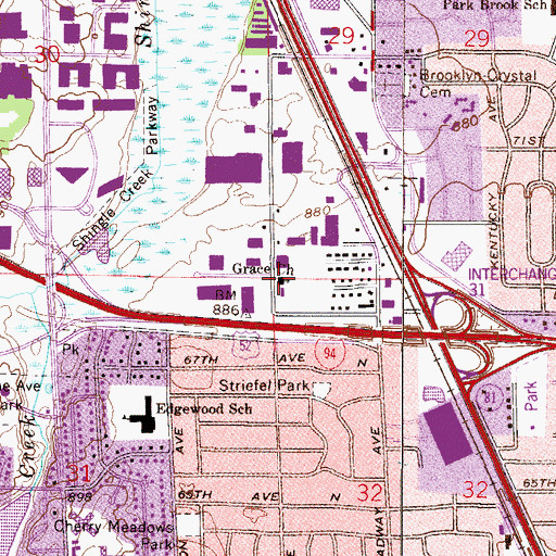 Topographic Map of Grace Church, MN