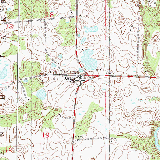 Topographic Map of Grace Church, MN