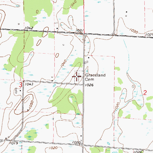 Topographic Map of Graceland Cemetery, MN