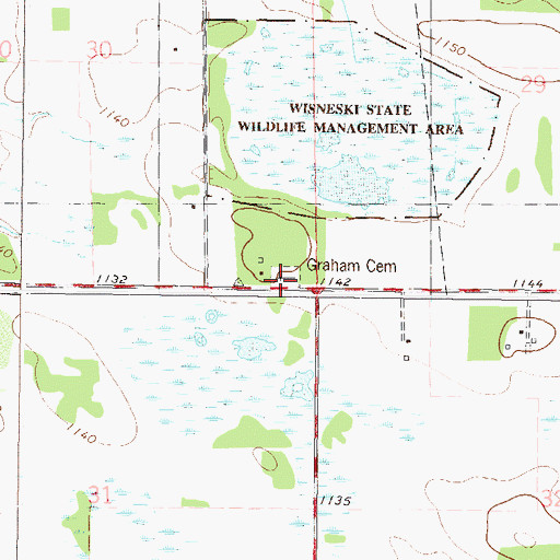 Topographic Map of Graham Cemetery, MN