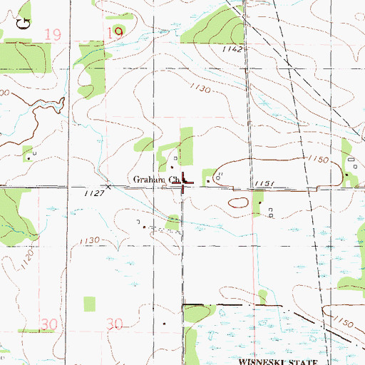 Topographic Map of Graham Church, MN