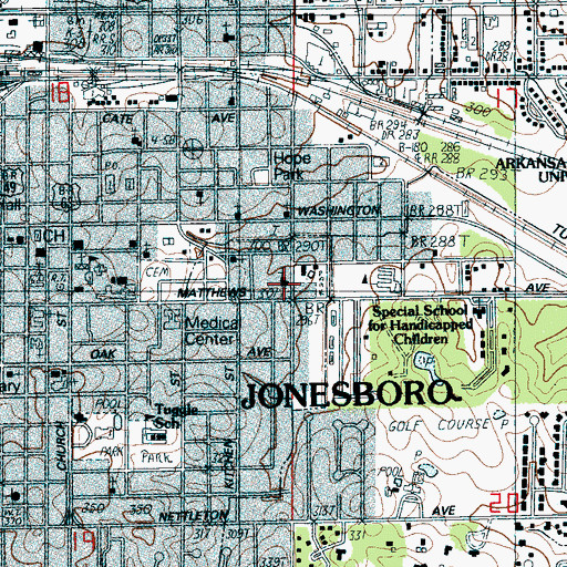 Topographic Map of Kingdom Hall of Jehovahs Witnesses, AR