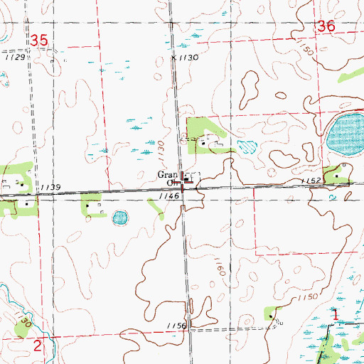 Topographic Map of Gran Church, MN