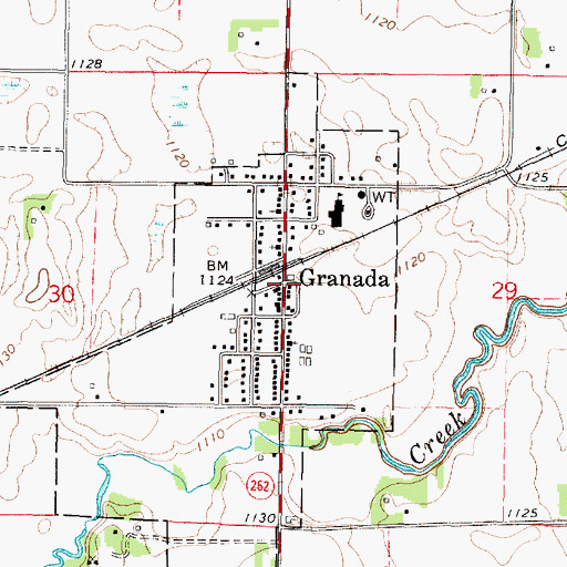 Topographic Map of Granada, MN