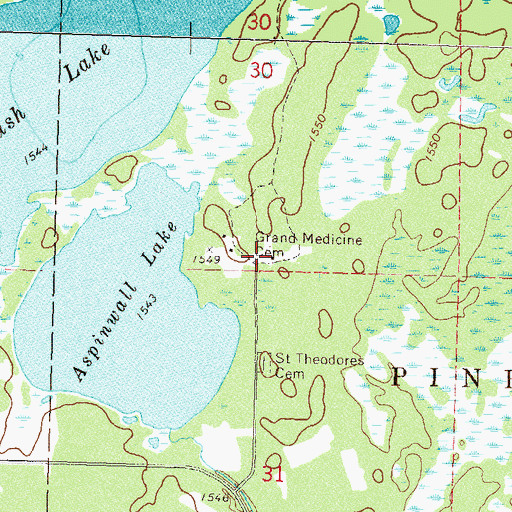 Topographic Map of Grand Medicine Cemetery, MN