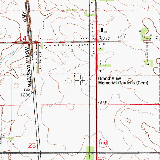 Topographic Map of Grand View Memorial Gardens, MN