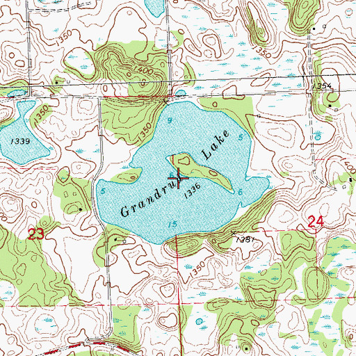 Topographic Map of Grandrud Lake, MN
