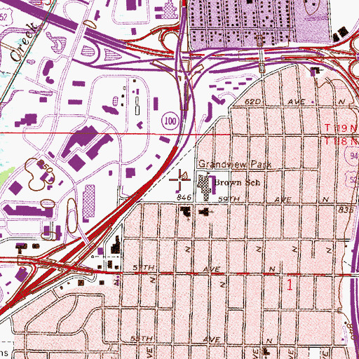 Topographic Map of Grandview Park, MN