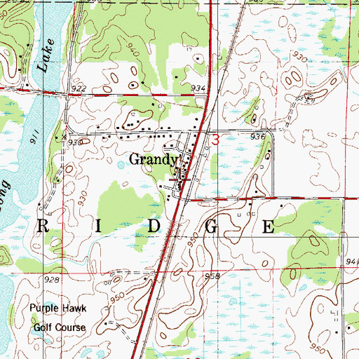 Topographic Map of Grandy, MN