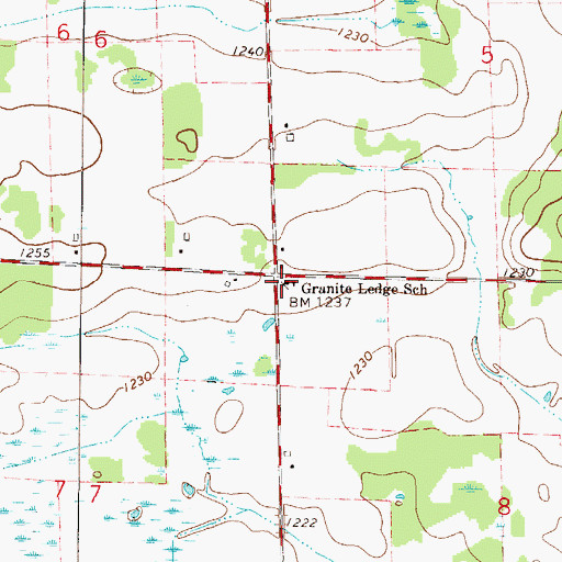 Topographic Map of Granite Ledge School, MN