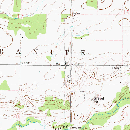 Topographic Map of Granite Town Hall, MN