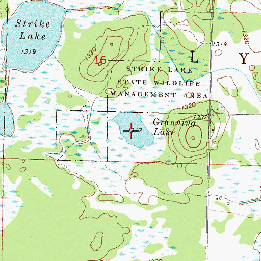 Topographic Map of Granning Lake, MN