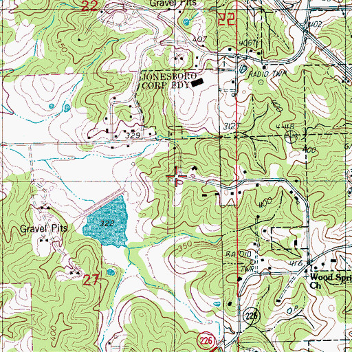 Topographic Map of Casey School (historical), AR
