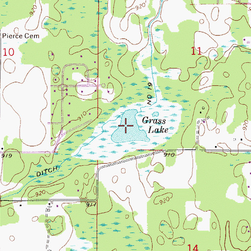 Topographic Map of Grass Lake, MN