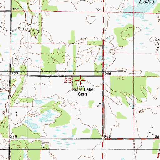 Topographic Map of Grass Lake Cemetery, MN