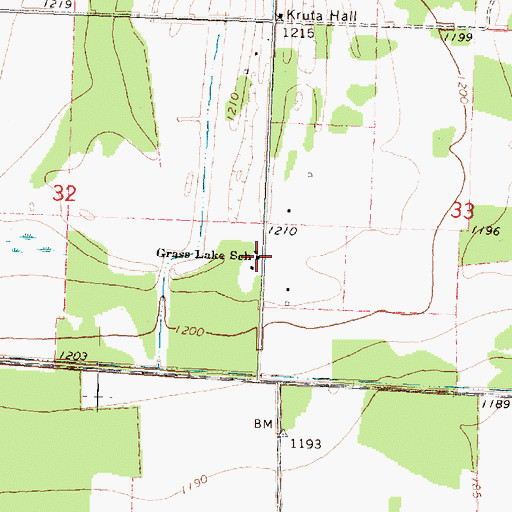 Topographic Map of Grass Lake School, MN