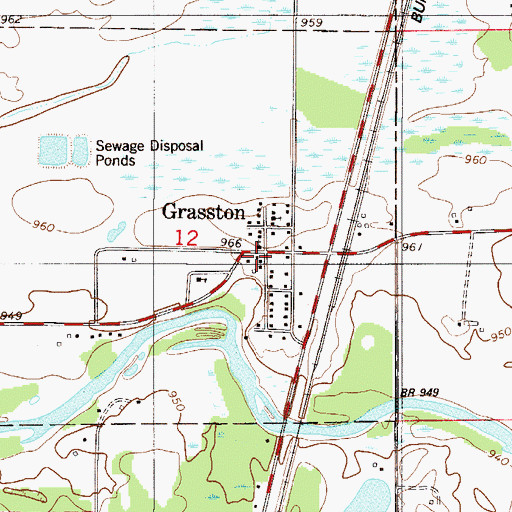 Topographic Map of Grasston, MN