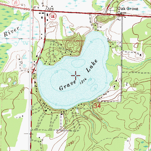 Topographic Map of Grave Lake, MN