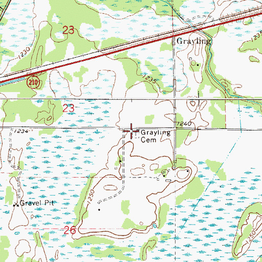 Topographic Map of Grayling Cemetery, MN