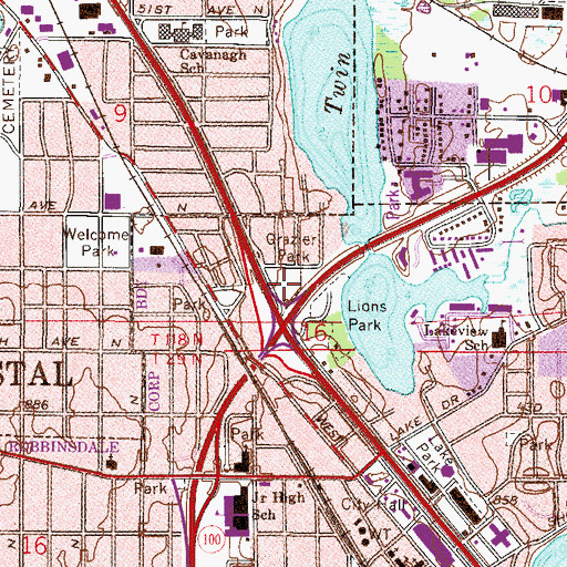Topographic Map of Grazier Park, MN