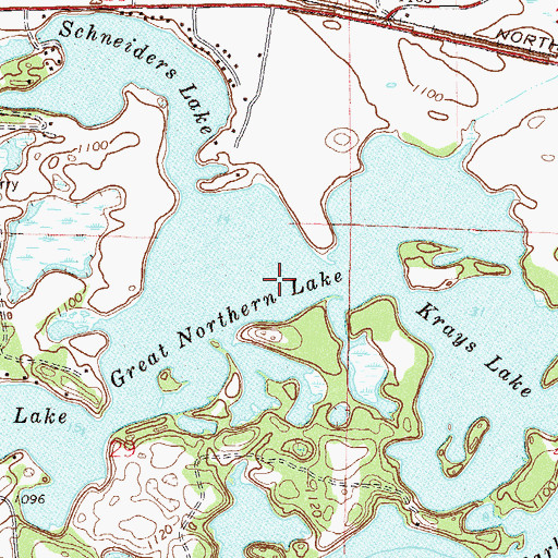 Topographic Map of Great Northern Lake, MN