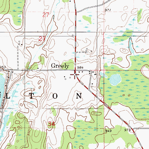 Topographic Map of Greely, MN