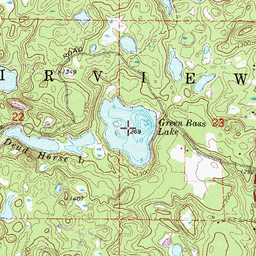 Topographic Map of Green Bass Lake, MN
