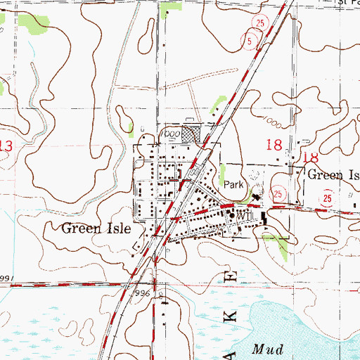 Topographic Map of Green Isle, MN