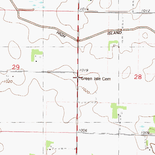 Topographic Map of Green Isle Cemetery, MN