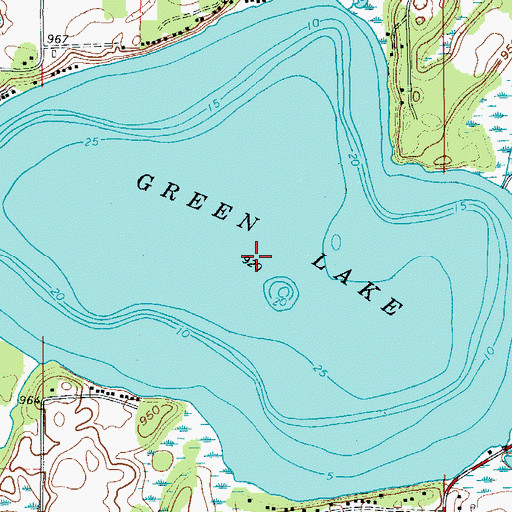 Topographic Map of Green Lake, MN