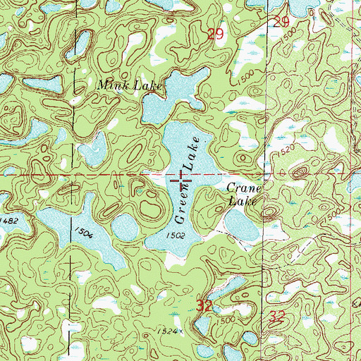 Topographic Map of Green Lake, MN