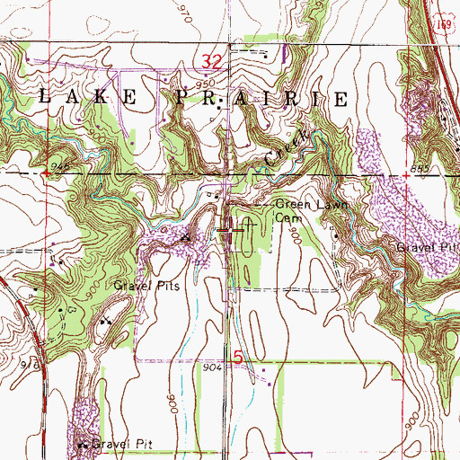 Topographic Map of Green Lawn Cemetery, MN