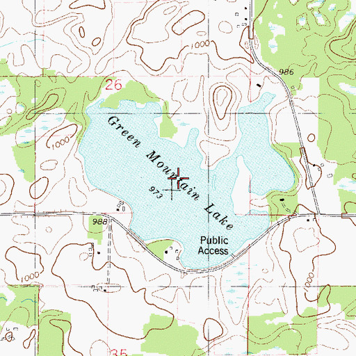 Topographic Map of Green Mountain Lake, MN
